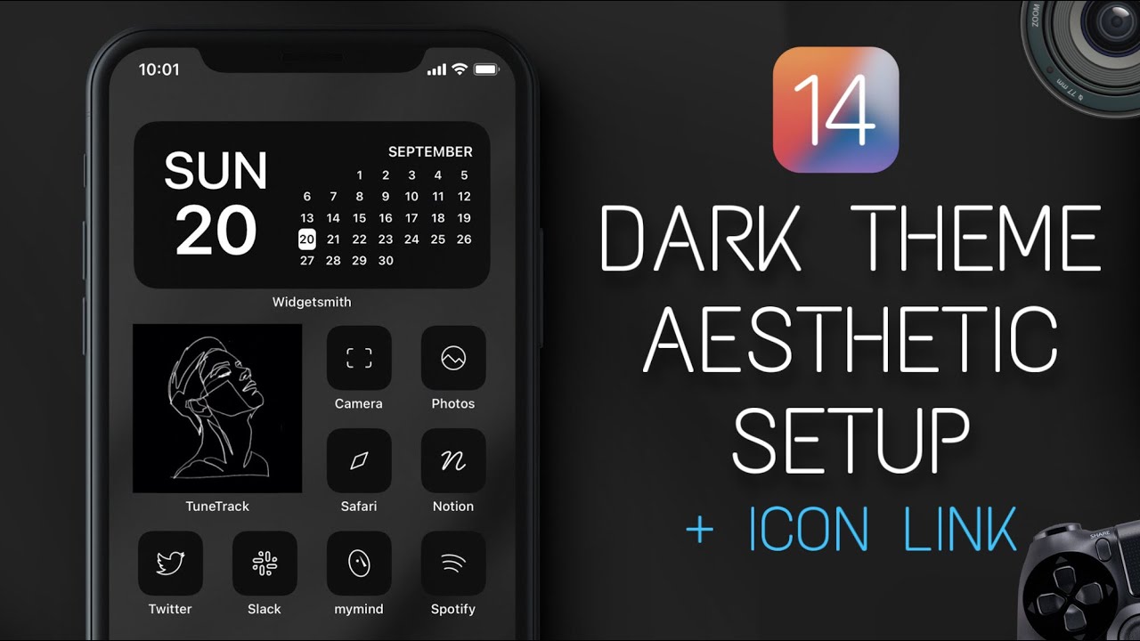 The Best Ios 14 Home Screen Setup Dark Aesthetic Theme Icon Link Free Wallpaper Youtube