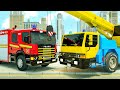 Big crane, fire engine | Cartoon for children | Wheel City Heroes Cartoon