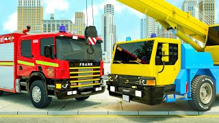 Big crane, fire engine | Cartoon for children | Wheel City Heroes Cartoon