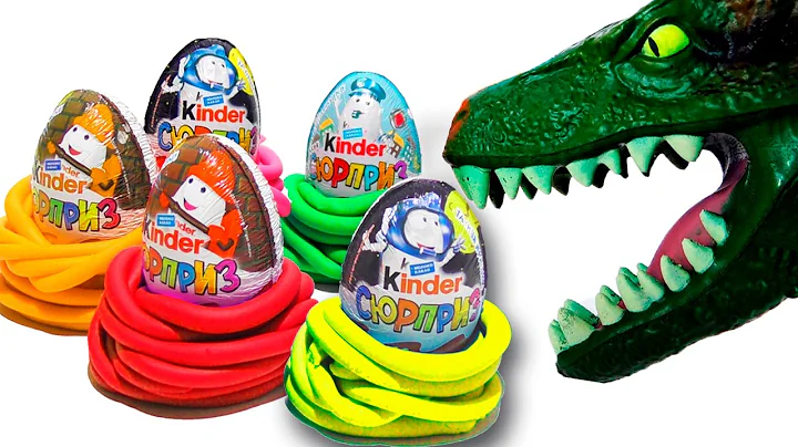 Surprise Eggs Dino Play Doh Kinetic Sand Disney Learn Colors For Kids HD