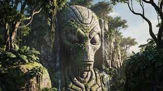 Forgotten Jungle City Teal Eco-Futurism Landscape 4K For Relaxation And Contemplation