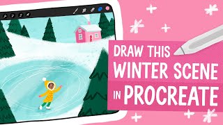 Draw a Cute Winter Scene in Procreate // Live Tutorial Replay