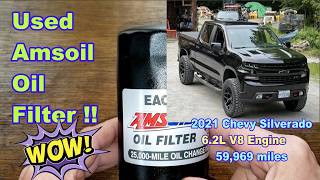 Amsoil Ea017 Oil Filter Cut Open From A 2021 Chevy Silverado 6.2L V8 Engine