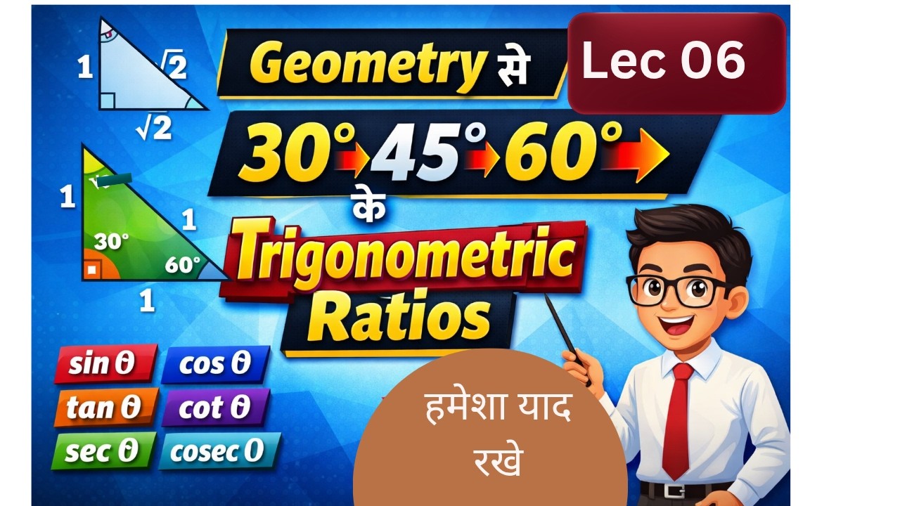 Geometry se 30°, 45°, 60° ke Sabhi Trigonometric Ratios Kaise Nikale? | Class 10 Maths| Niraj kumar