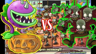 plants vs zombies level 5-5 | chomper and pumpkin vs bungee zombie