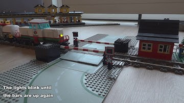 Lego train level crossing automated by Arduino Micro