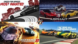 Need For Speed Most Wanted vs Asphalt 9 vs Asphalt 8 vs Real Racing 3 GAMEPLAY! Max Settings screenshot 4