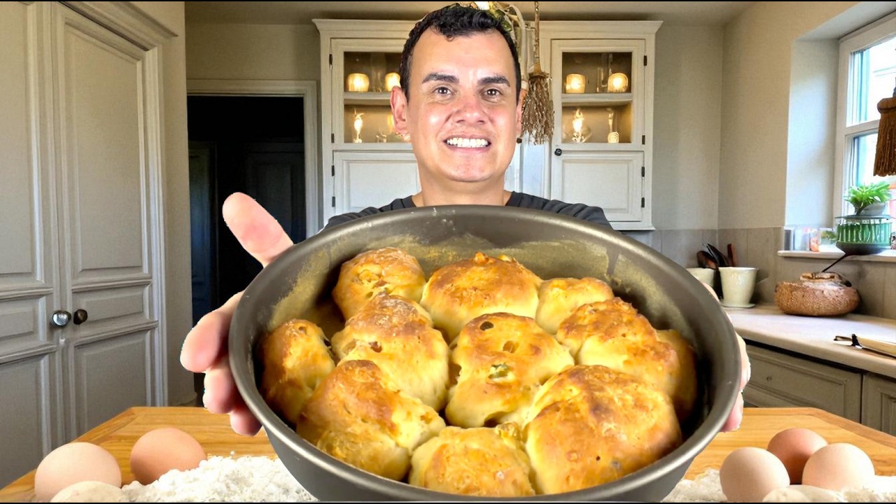 “Esse PÃO DE COLHER tá viralizando! Não precisa sovar e fica macio demais 😱🍞”