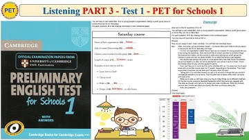 PET 1 Listening Part 3 Test 1 (Transcript + Key)