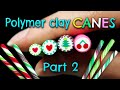 🎄 Making Polymer Clay Christmas Canes: Cherry Canes, Heart Canes, and Christmas Tree Canes!
