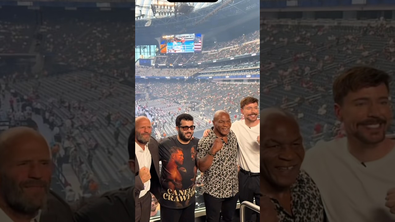 Mike Tyson, Jason Statham y MrBeast deslumbran en la pelea de Canelo 