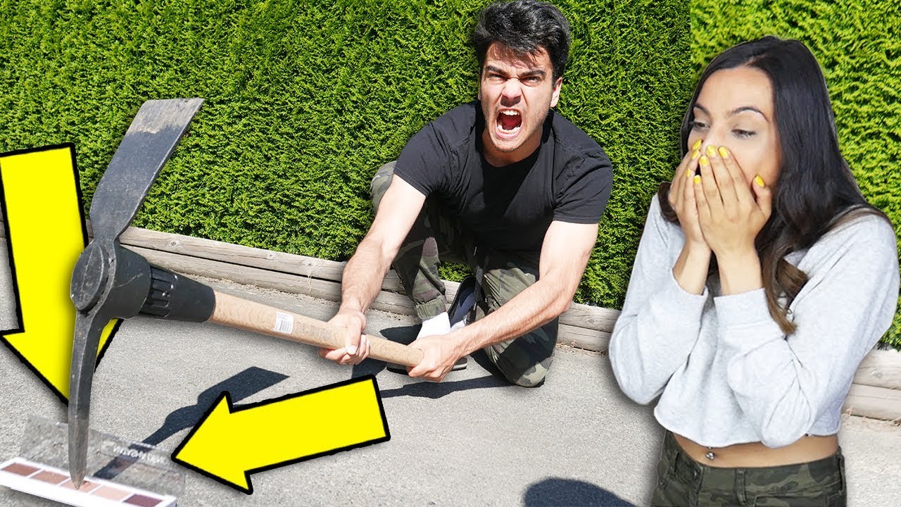 DESTROYING MY SISTERS MAKEUP Breaking Expensive Make Up Sister FREAKOUT CHALLENGE YouTube