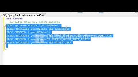database cannot be opened, it has been  marked suspect by recovery