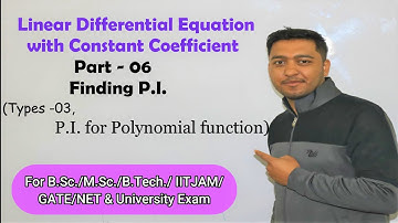 P.I.(Particular Integral) For Polynomial function.