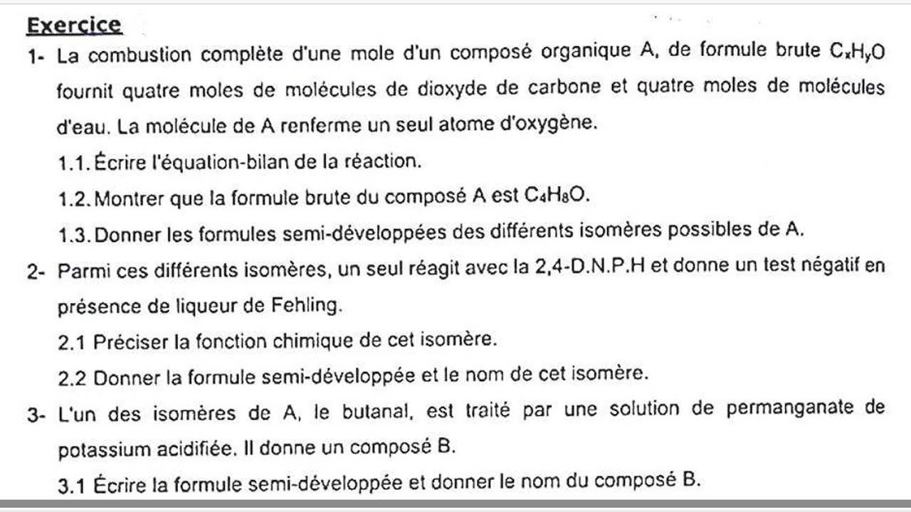 SAMPLE EXERCISE FOR THE 2026 BACCALAUREATE EXAM IN ORGANIC