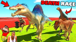 SHINCHAN TEAM vs CHOP TEAM vs HAMID-T TEAM DEATH RACE in ANIMAL REVOLT BATTLE SIMULATOR Dinosaur