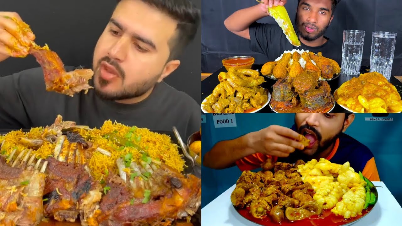 Fatty Mutton Curry Chicken Leg Curry Mutton Chops Fish Curry Rice Chilli Mukbang