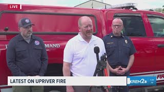 Fire officials, law enforcement provide update on Upriver Fire burning near Spokane