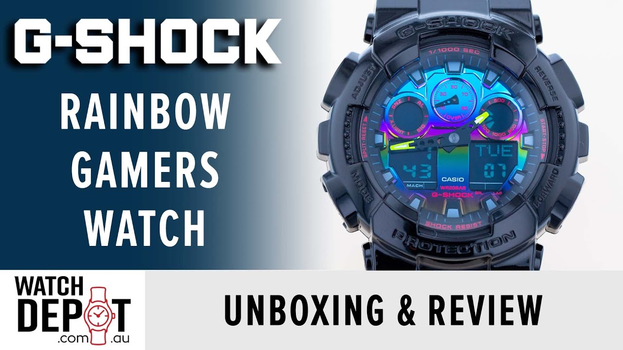 RGB Themed Watch? Casio G-Shock GA100RGB-1 Garish Rainbow Gamers | Unboxing  & Review