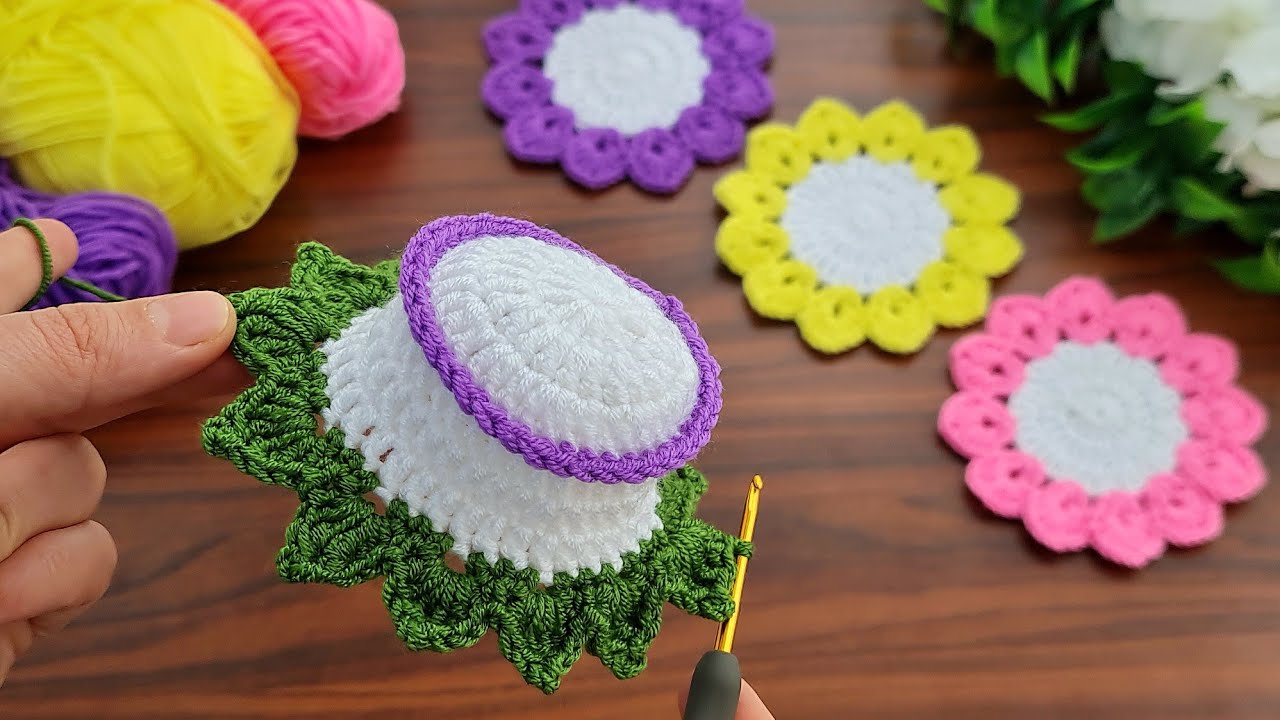 3D⚡💯Wow Amazing💯👌How to make an eye-catching crochet home ornament? How to knit pot and coaster.