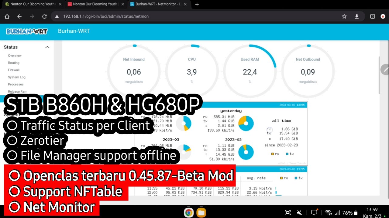 Firmware openwrt kernel 5 15 94 untuk stb b860h dan hg680p youtube