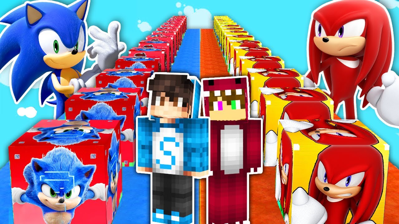 DESAFIO DE LOS LUCKY BLOCKS DE SONIC VS KNUCLES 😍😱 CARRERA LUCKY BLOCK CON LOS COMPAS Sparta356
