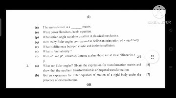 CLASSICAL AND RELATIVISTIC MECHANICS Question Paper (1st semester)/MSc Physics/#sambalpuruniversity 