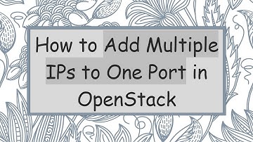 How to Add Multiple IPs to One Port in OpenStack