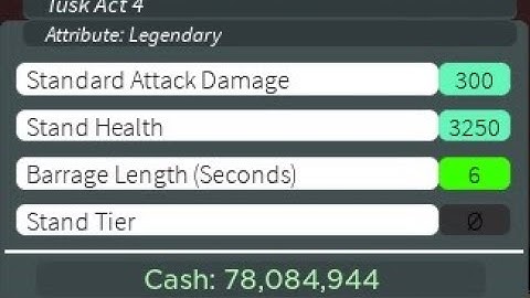 Tusk Act 4 Legendary Showcase at level 1000 | Roblox Stand Upright : Rebooted