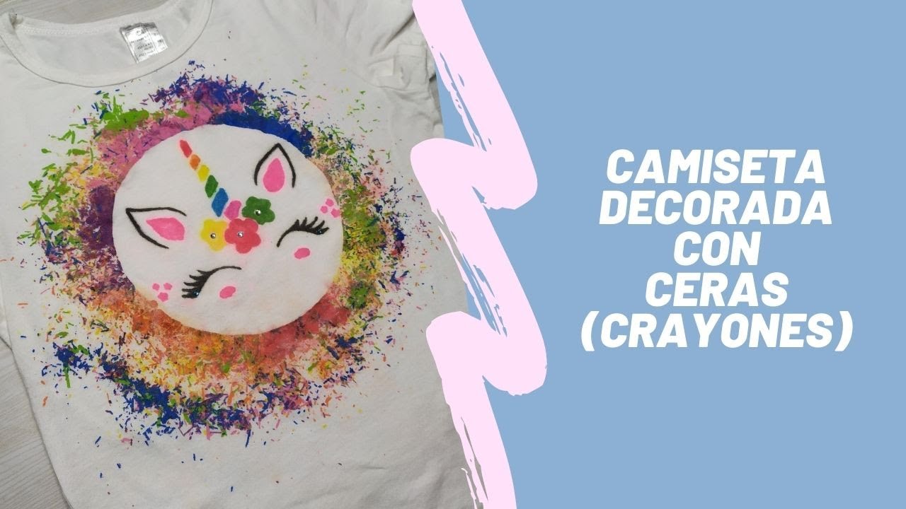 Como hacer una CAMISETA decorada con CRAYOLAS o -