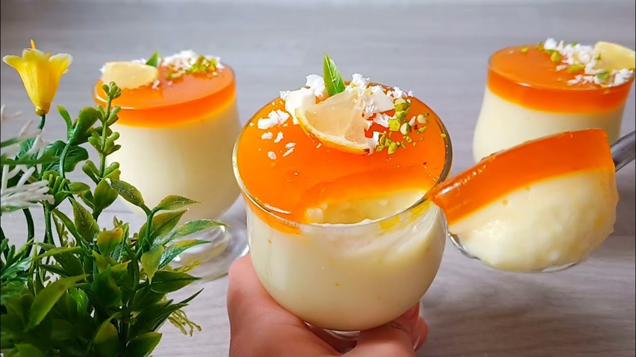 عندك نصف لتر حليب وحامضة🍋وجدي ارخص و اسرع تحلية رمضان🌙بدون فرن بدون بيض و جيلاتين او ياغورت منعشة