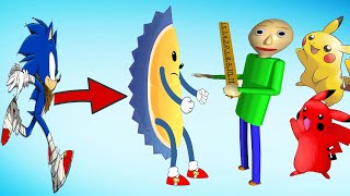 Sonic New Cool Vs Baldi Basic And Pikachu - Kim100