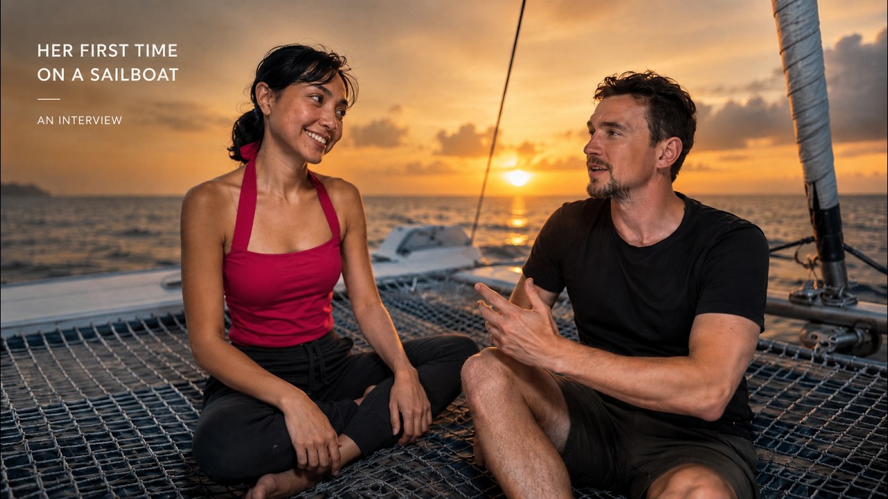 ⁣Her 1st Time Living On A Catamaran Sailboat (Full Interview)