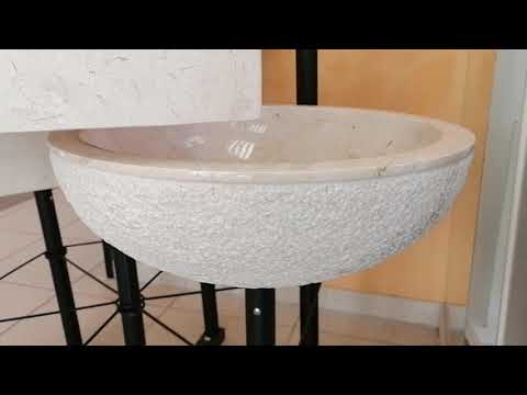 Rund sten håndvask i ren Onyx marmor 45 x h. 15 cm.