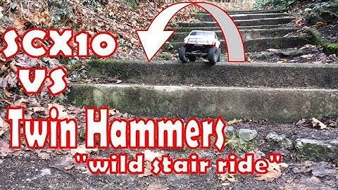RC Science - SCX10 vs Twin Hammers down the stairs