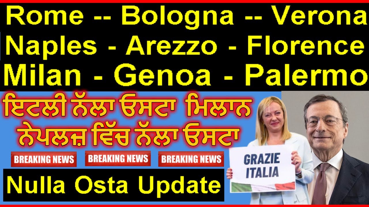 NULLA OSTA in Milan Rome Bologna Verona Naples Florence, Turin, Genoa ...