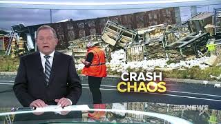 Truck with live chickens crashes and people get tackled for trying to rescue them