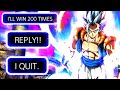 He Said He Can Beat Me OVER 200 TIMES, So I Used Mastered Ultra Instinct Gogeta And HE GAVE UP!