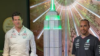 Formula 1 Driver Lewis Hamilton Lighting Up the Empire State Building 💚🏎️