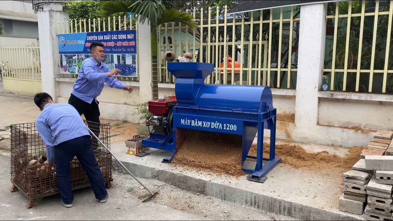 Bình Quân Group: Máy Băm Xơ Dừa B1200 Đầu Nổ 30HP - Băm Xơ Dừa Mọi Nơi Không Cần Điện 3 Pha