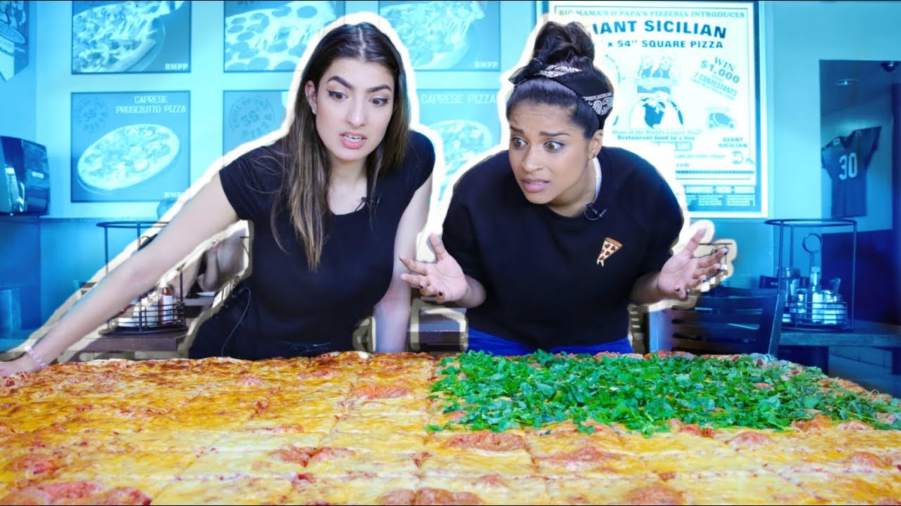 Eating The Worlds Largest Pizza CHALLENGE! feat. iiSuperWomanii - YouTube