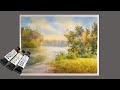 Watercolour painting - View of a lake and Trees