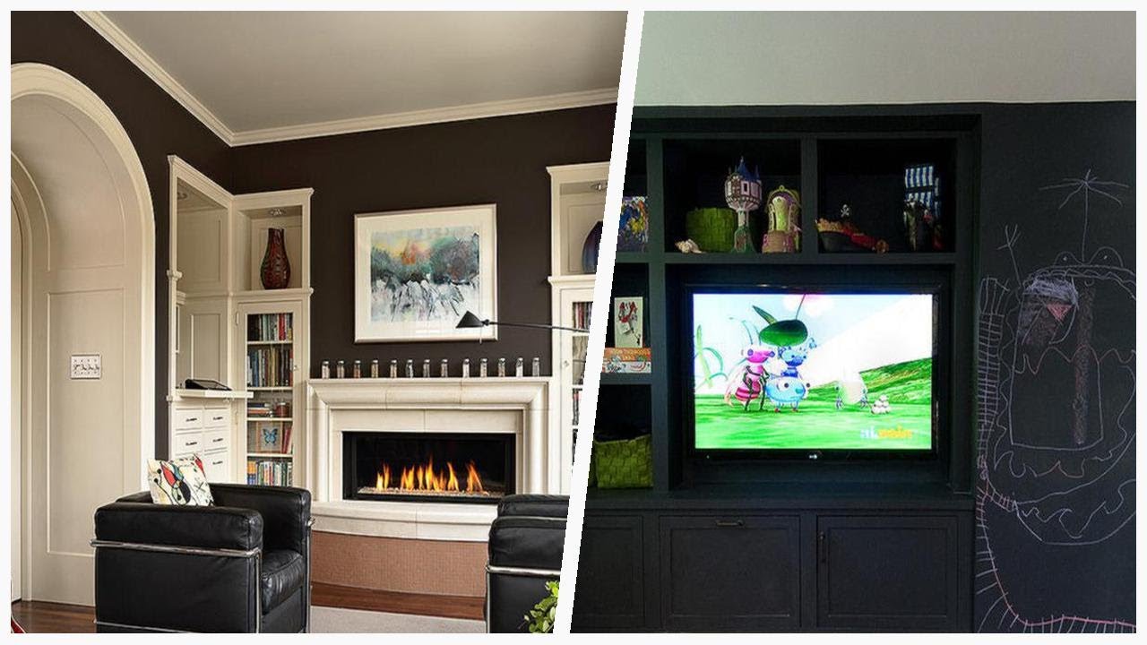 75 Beautiful Dark Wood Floor Family Room With Black Walls Design Ideas #675 ❤️ - YouTube