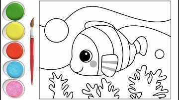 Cách vẽ con cá - tô màu con cá - How to draw and color a fish