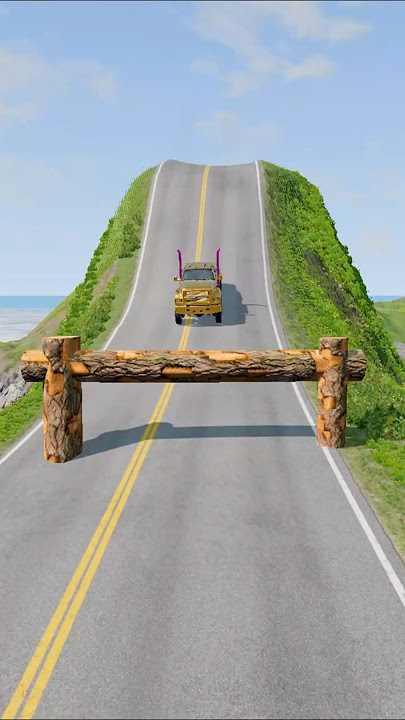 Semi Truck & City Buses vs Logs Trap - BeamNG.Drive #shorts #beamngdrive #8 #bus