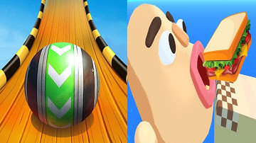 Sky Rolling Ball 3D VS Sandwich Runner Android iOS Mobile Gameplay Walkthrough (Level 156-160)