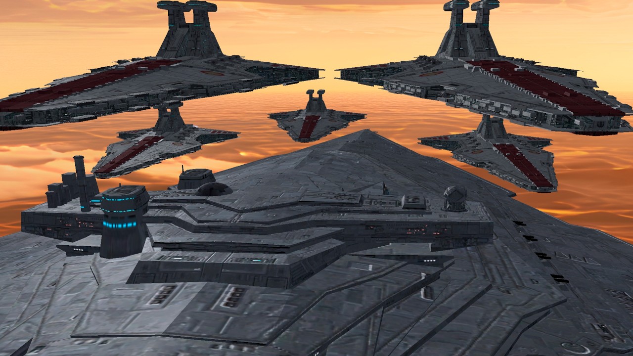 Resurgent Star Destroyer vs 5 Venators | Star Wars Empire at War Remake Battle