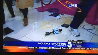 Reporter Fail - Wendy Burch (KTLA) slips and falls at the mall (with slow-mo) during Black Friday