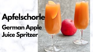 How to make Apfelschorle (German Apple Juice Spritzer) with fresh homemade apple juice.