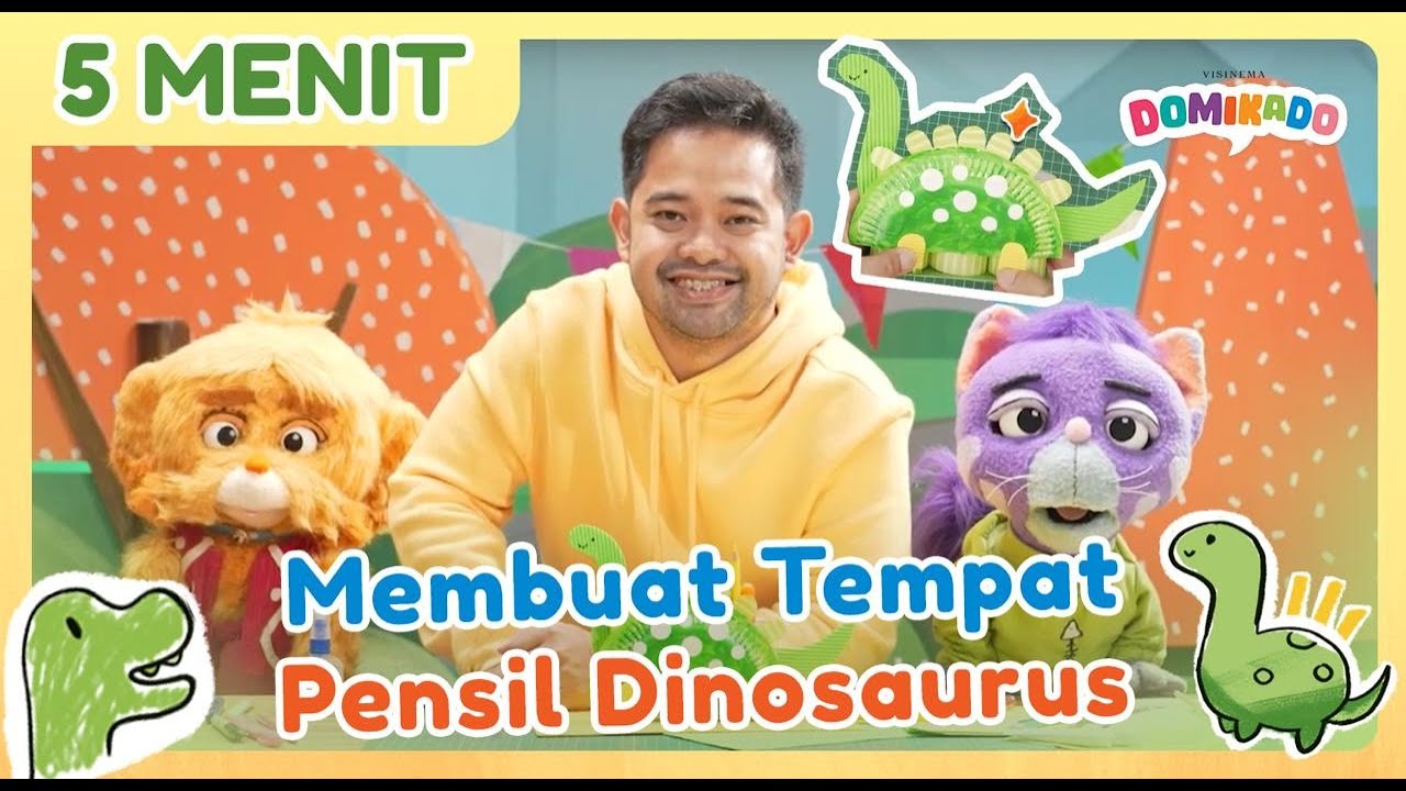 EPISODE SPESIAL DOMIKADO - CARA MUDAH BUAT TEMPAT PENSIL DINOSAURUS